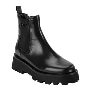 DKNY Women Senni Lug Sole Chunky Chelsea Boots Size US 6.5M Black Faux Leather